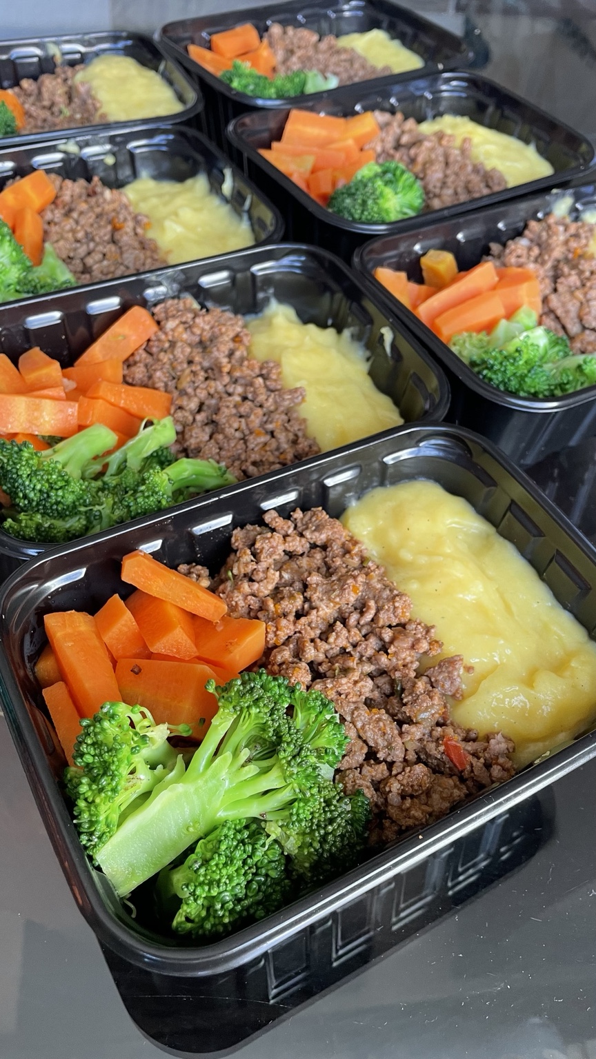Marmitas FORTZ com carne, purê e legumes